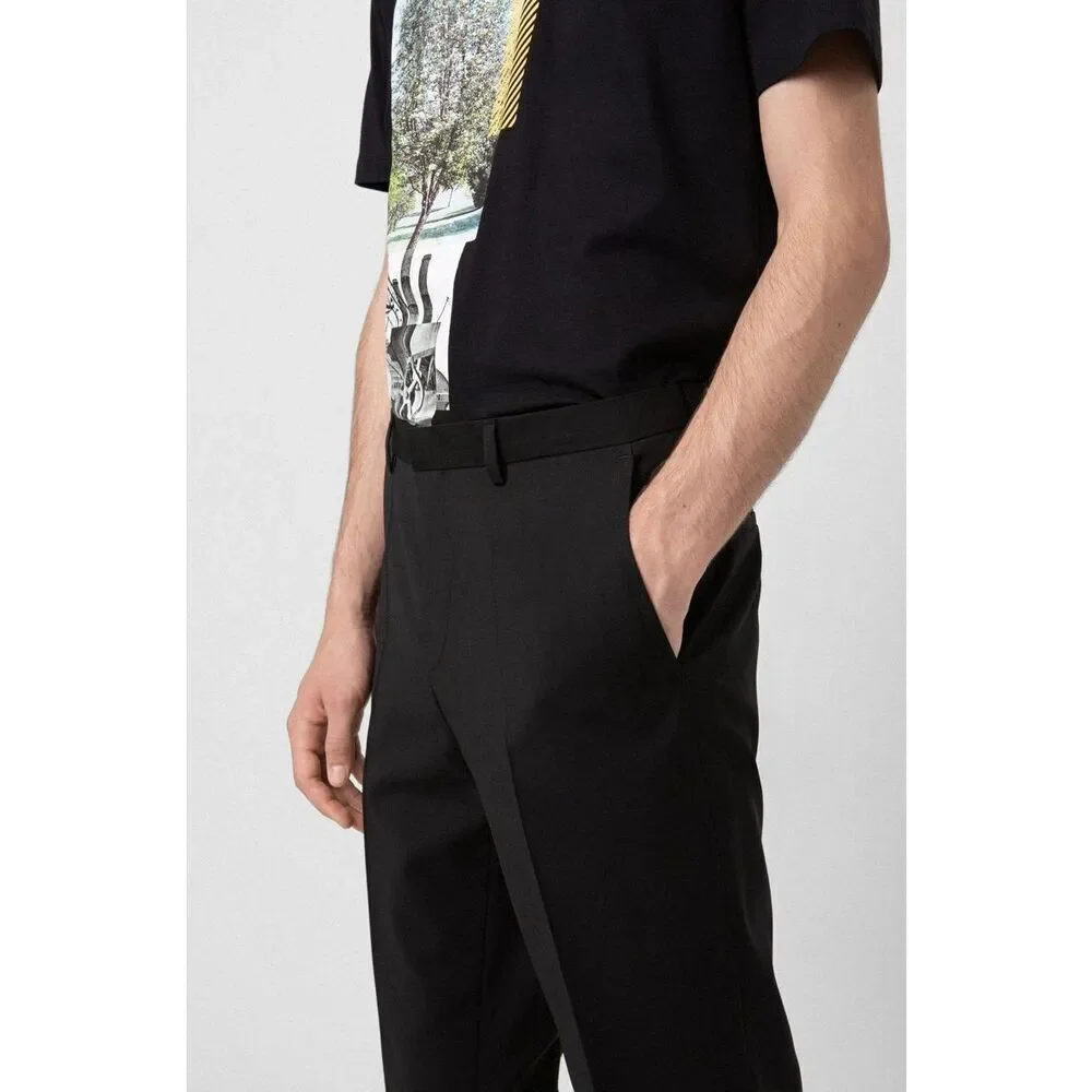 Hugo Boss EXTRA-SLIM-FIT TROUSERS IN VIRGIN-WOOL POPLIN New NWT